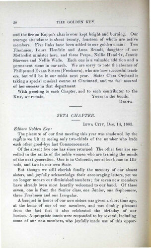 News Letters: Zeta Chapter, December 14, 1883 (image)